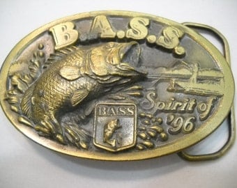 Vintage Bass Spirit Of '96 Belt Buckle Mens Belt Buckle Fishing Belt Buckle FREE SHIPPING