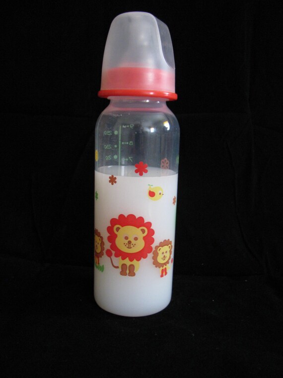 Reborn baby Fake faux formula milk baby bottle with lions and