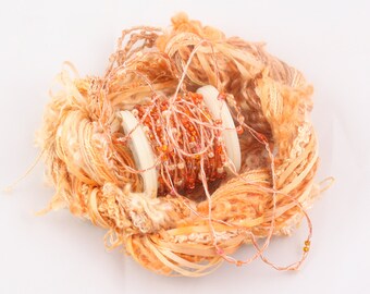 Burnt Orange Terra Cotta Beaded yarn Silk Embroidery thread Weaving Supplies Hand dyed Sewing quilting thread sequin thread Embellishments
