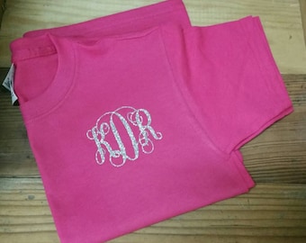 Monogrammed Youth-Children's Tshirt/Custom Monogram Shirt/Glitter Personalized Shirt/Childrens Monogram Shirt/Monogram Kids Shirt/Kids Shirt