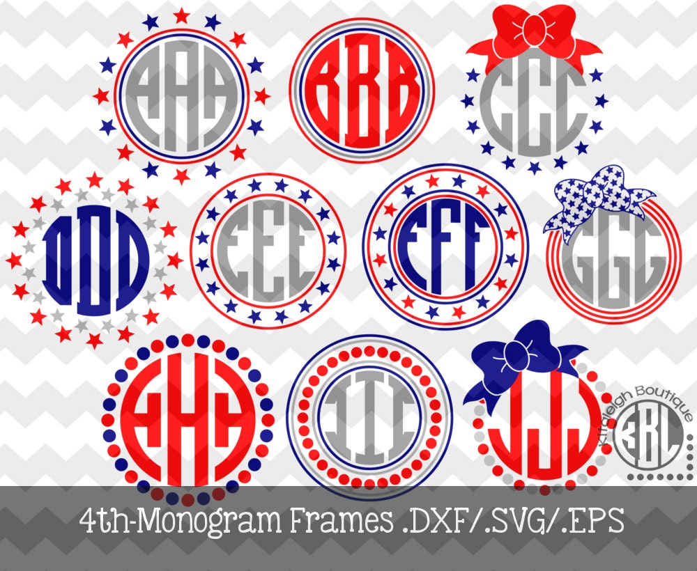 Download 4th of July Monogram Frames INSTANT DOWNLOAD in dxf/svg/eps