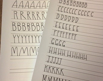 Detailed Blank Hand Lettering Calligraphy Practice Sheets for Capitals, Lowercase, Script, San Serif, and Serifs // 2 sizes included
