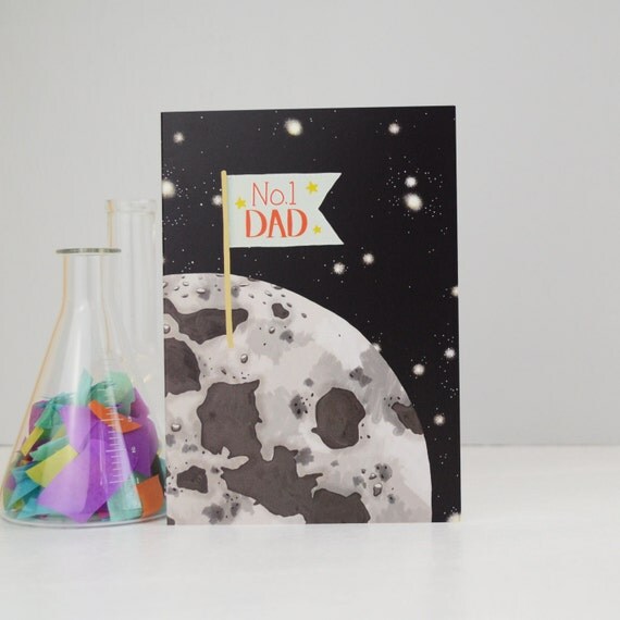 No 1 Dad Fathers Day Card Space Themed Greetings Card Number