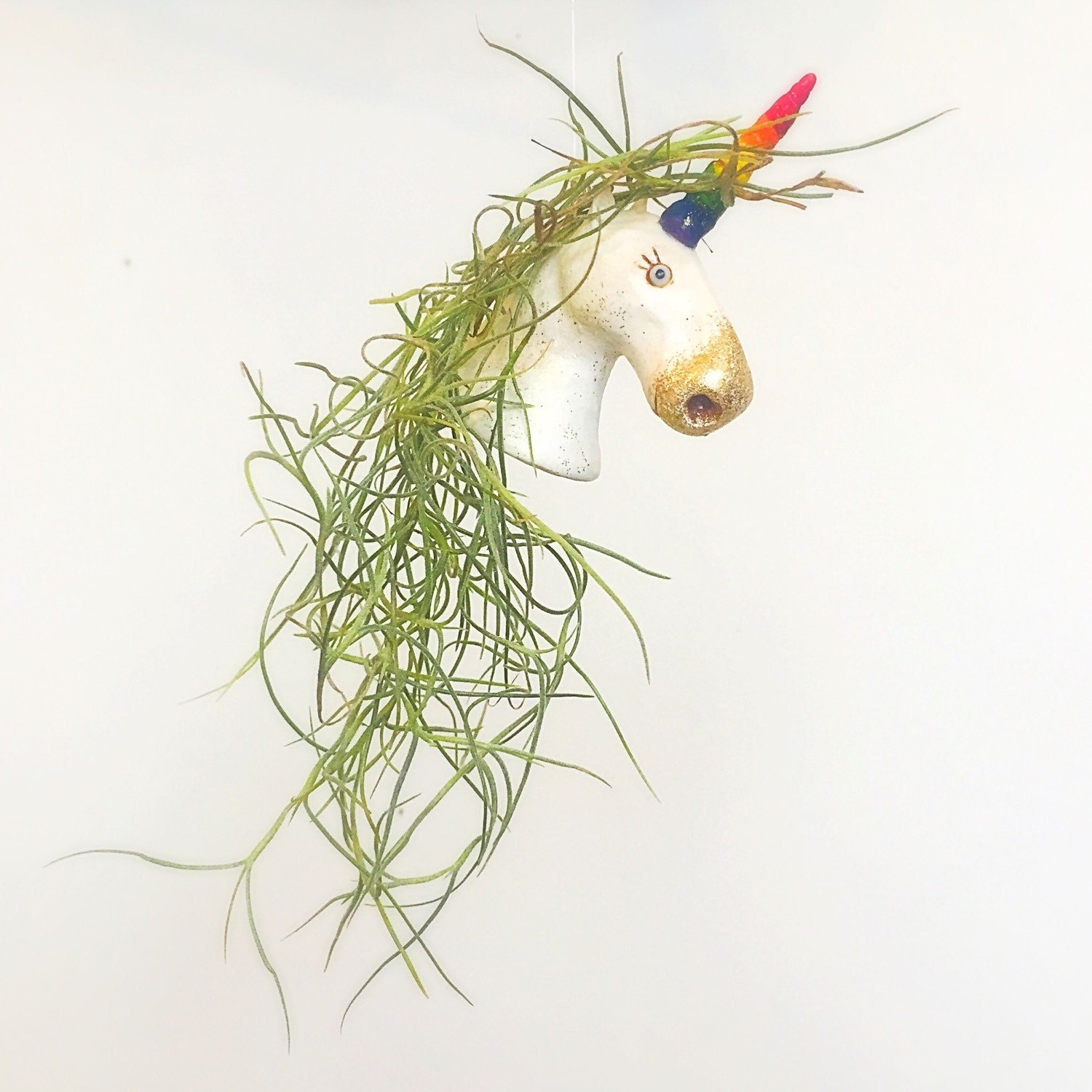 Handmade unicorn airplant holder // air plant holder