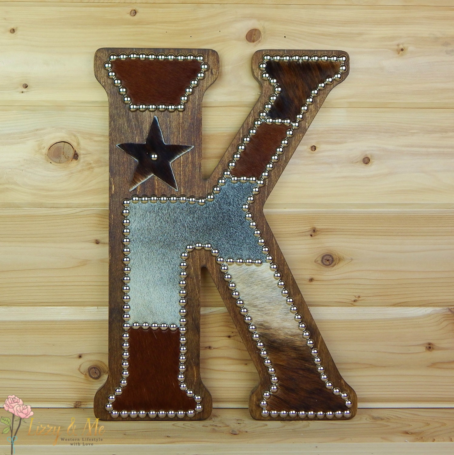 Cowhide Wall Letter K Western Home Decor Wall by LizzyandMe