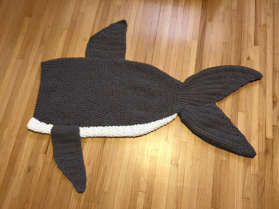 Crochet Pattern for Shark Tail Blanket Toddler to Adult