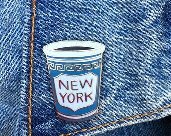 NY Coffee Cup Enamel Pin, NYC, Hard Enamel Pin, Jewelry, Art, Gift (PIN40)