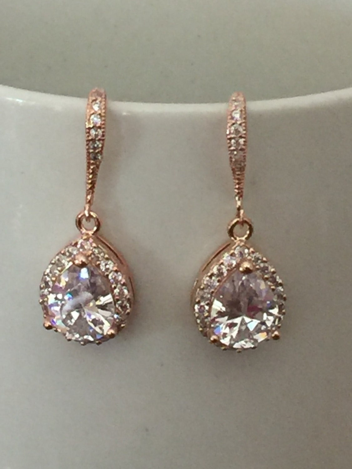 Rose gold, gold or silver  dangle rhinestone earrings, bridal jewelry, bridesmaid gift, crystal earrings, rose gold earrings