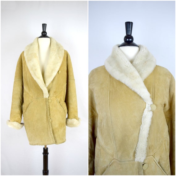 80s Faux Fur Coat Vintage Swing By Slimewarpvintage Vintage Suede Coat With Large Furry Hood