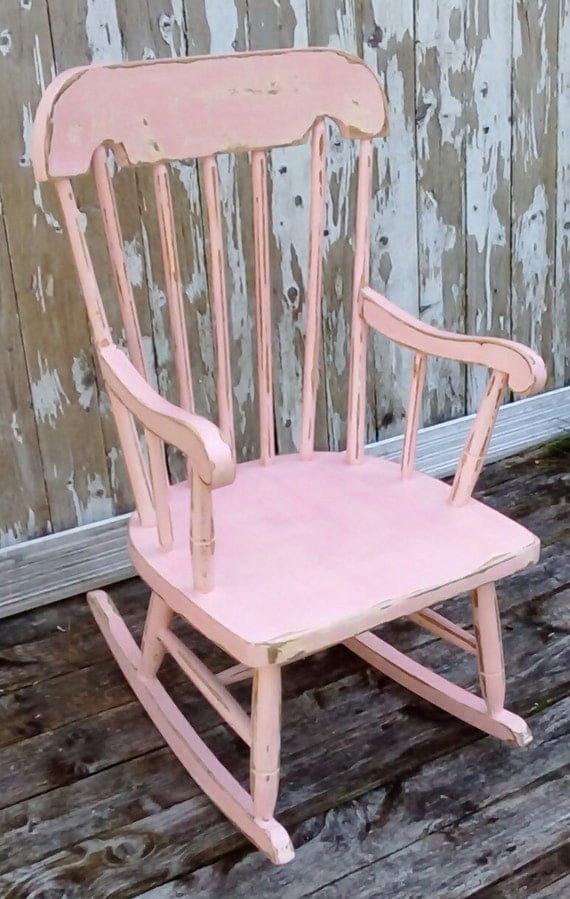 RESERVED Pink Rocking Chair Child's Wooden Rocking hair