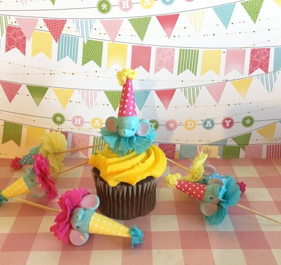 Little Blue Elephant Cupcake Toppers/Circus Party/Circus Cupcakes Il_570xn