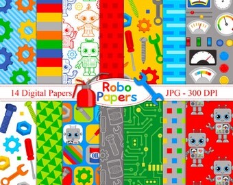 Robo Papers - Digital Paper Set - Robot digital papers
