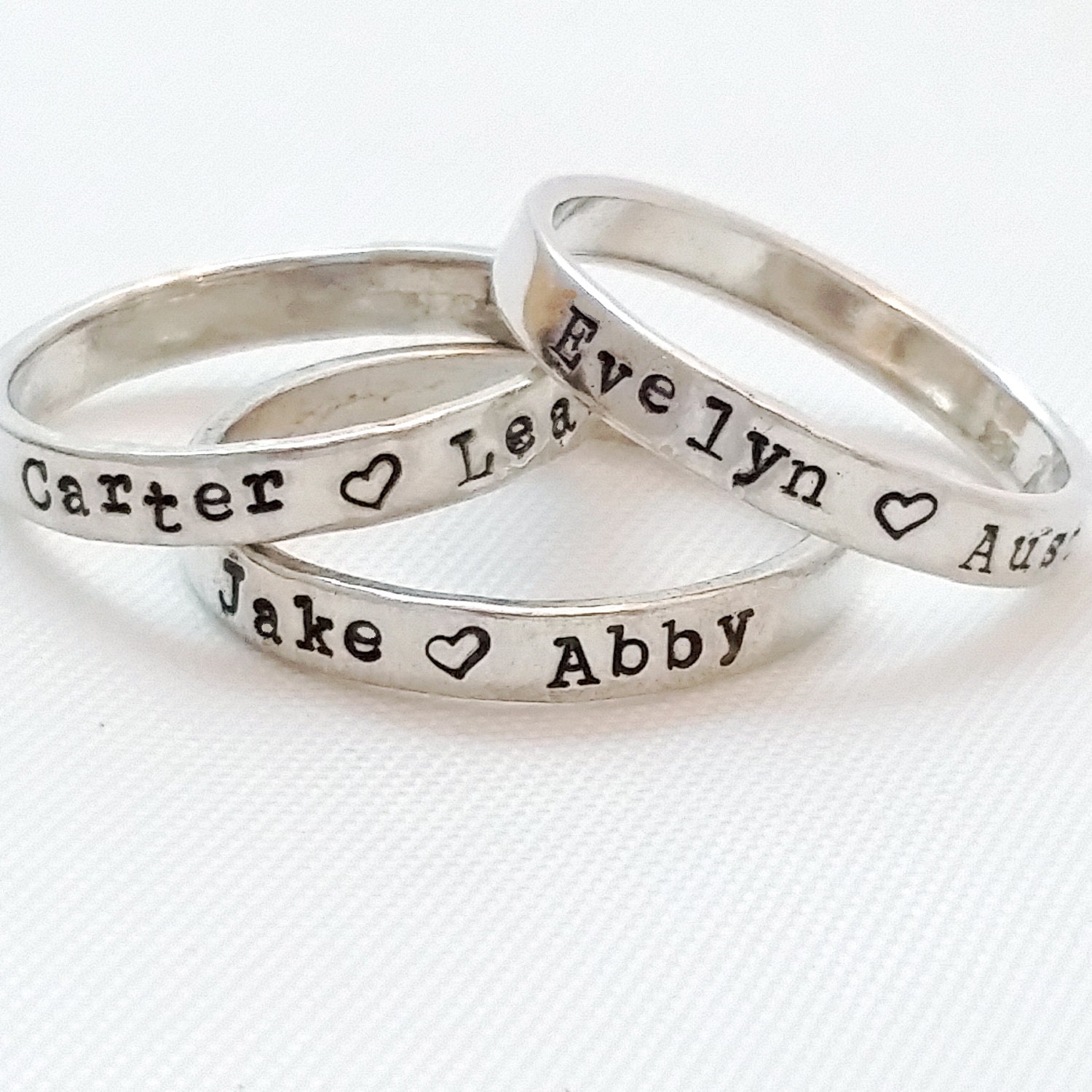 Stacking Rings Name Ring Sterling Silver Mom Ring