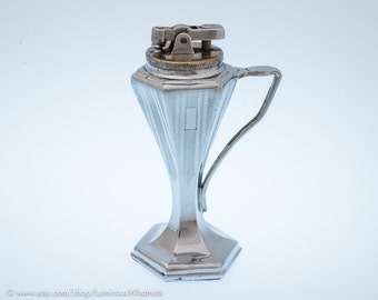 Working 1920s Ronson De-Light Superba Art Deco Automatic Table Lighter