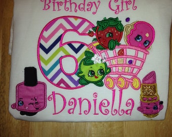 Custom Shopkins Birthday shirt / with Bow 35.00 Please read listing