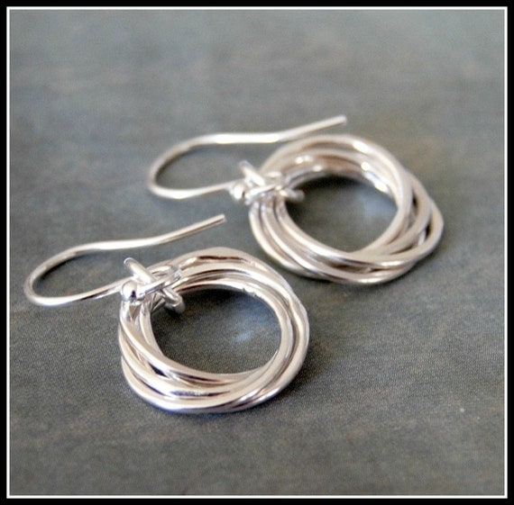 Five Interlocking Rings Silver Earrings 50th Birthday