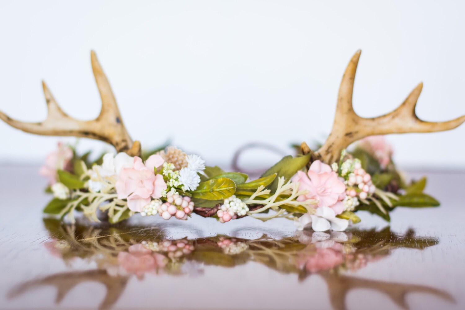Antler Flower Crown Woodland Theme Flower Rustic Halo