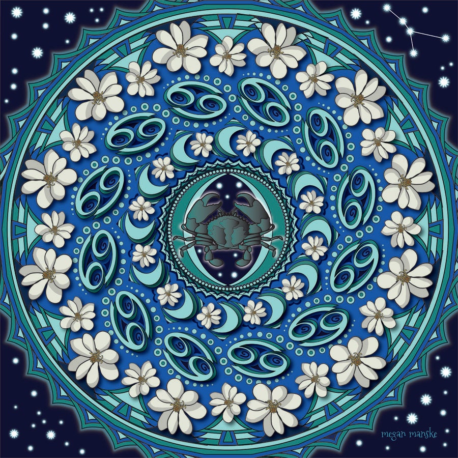 Cancer Mandala Zodiac Art Cancer The Crab By