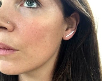 The Mini Minimalist Ear Climbers, Simple Ear Cuff, Ear Crawlers, Bar Earrings, 14K Gold, Rose Gold Filled, or Sterling Silver