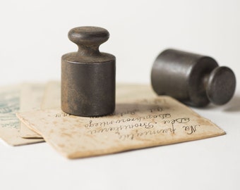 Vintage scale weights set 2, Soviet brown rust paper weight fun, home decor two small weights