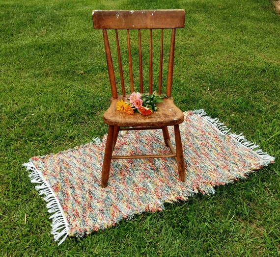 Amish Rag Rug Multicolored Vibrant Rag Rug by happydayantiques