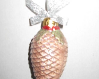 Vintage Christmas Glass Pine Cone Ornament Set of Six