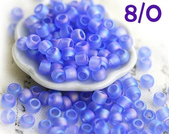 Blue Seed beads, TOHO, size 8/0, Trans Rainbow Frosted Lt Sapphire, N 168F, japanese rocailles - 10g - S769