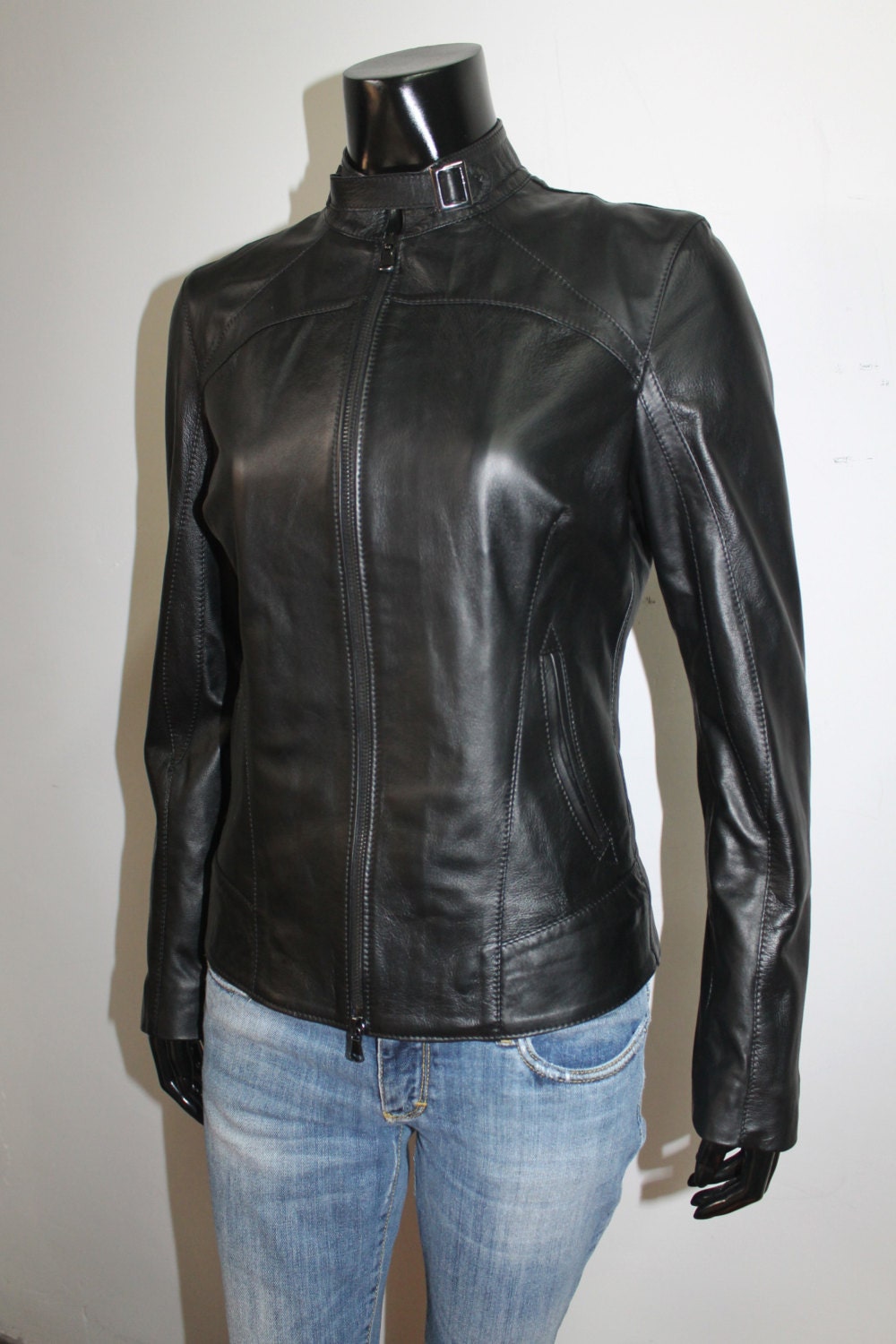 Italian handmade Women soft genuine lambskin leather jacket