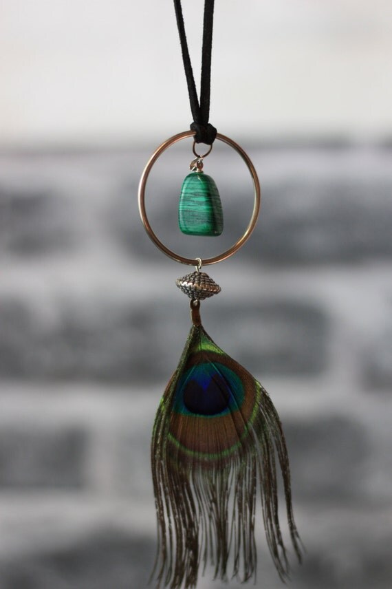 PEACOCK DREAMCATCHER NECKLACE -Statement Necklace- Dreamcatcher- Bohemian- Boho chic- Festival necklace- Bespoke Jewelry- Festival- Vintage