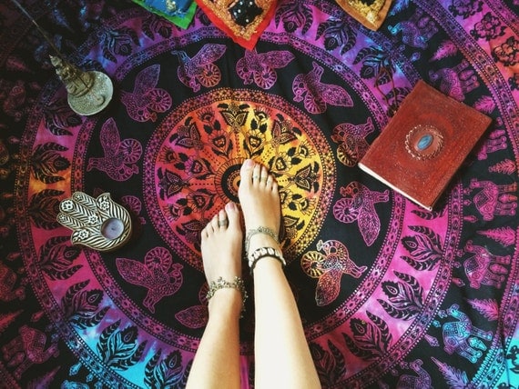 TIEDYE ELEPHANT BLANKET -Mandala Wall Hanging - Bohemian Throw - Bed Sheet - Hippie Blanket - Beach Towel - Shabby Chic - Mandala - Homeware