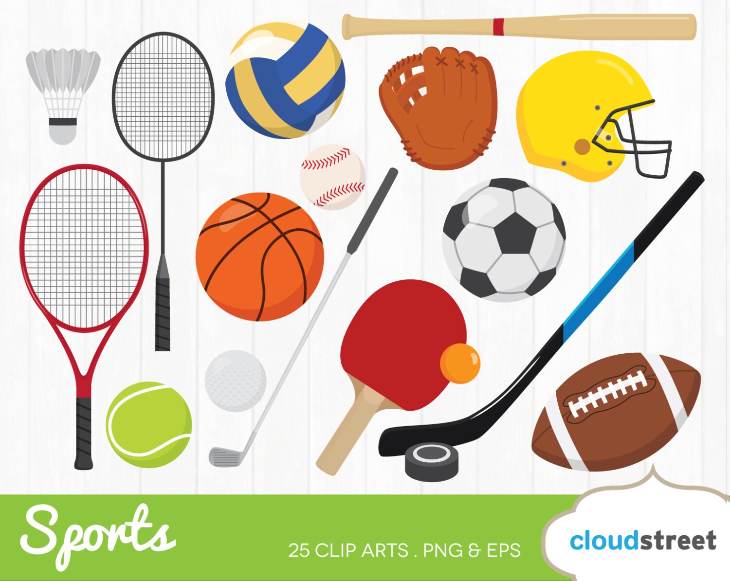 sports clipart / sports gear clip art / sports equipment ball