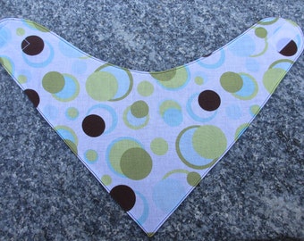 Kerchief Baby Bib: Blue-Green-Brown Polka Dot