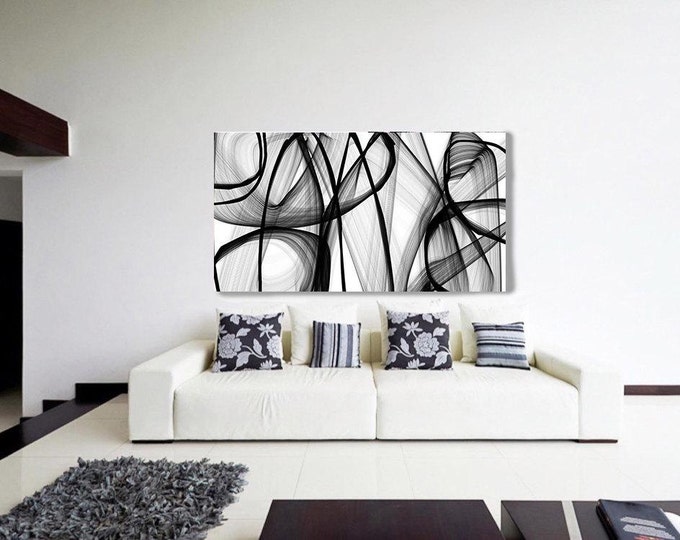 A spiritual being. Contemporary Abstract Black and White, Unique Wall Decor, Large Contemporary Canvas Art Print up to 72" by Irena Orlov