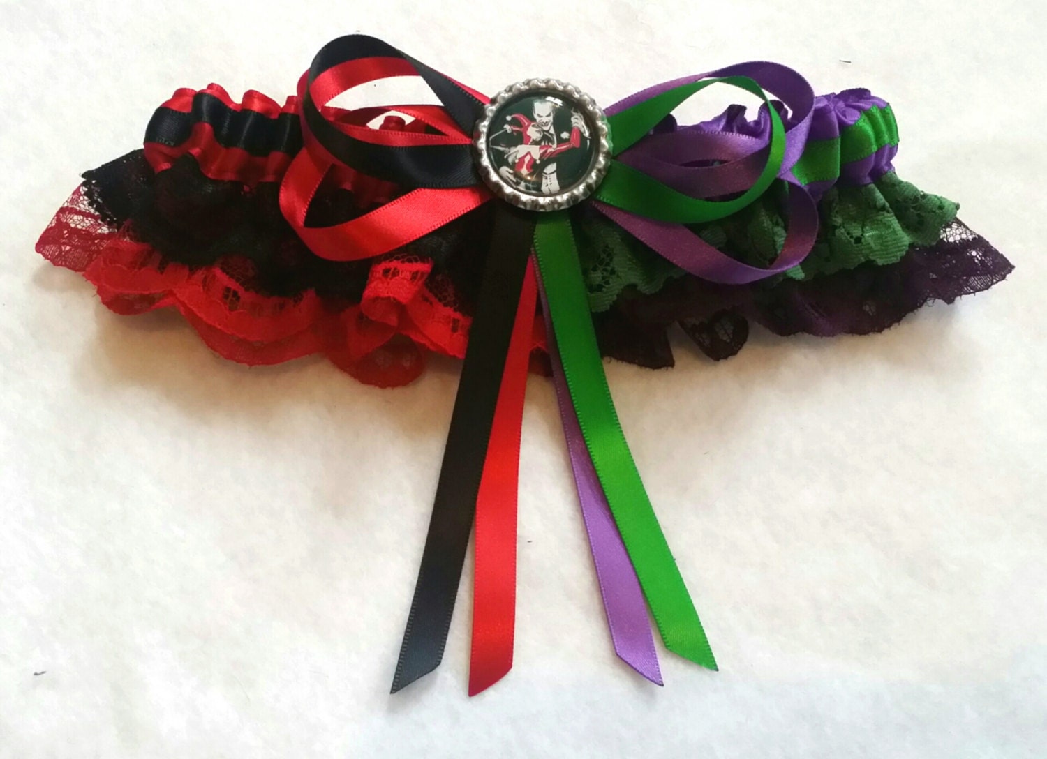 Harley Quinn and The Joker half n half Satin/Satin and Lace