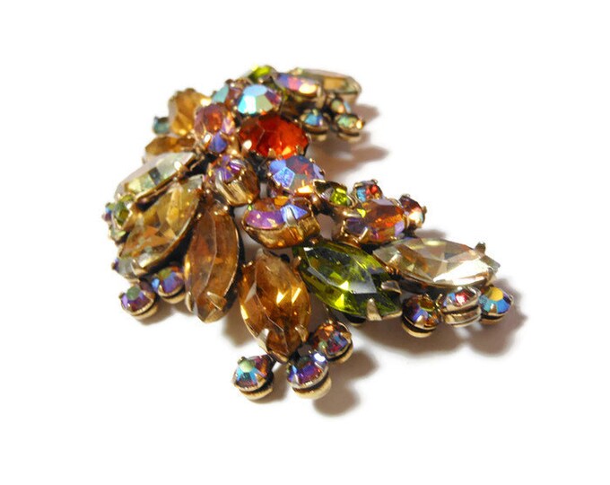 FREE SHIPPING Weiss rhinestone brooch Aurora Borealis mixed Austrian crystal rhinestones brooch