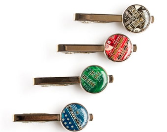 Modern Tie clip - circuit board tie clip - computer geek gift - gift for husband - stocking stuffers - geeky tie clip