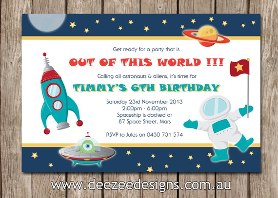 Space Alien Personalised Birthday Invitations - YOU PRINT Il_570xn