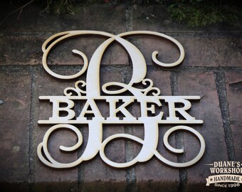 Personalized Family Sign Family Name Sign Monogram Name Sign Wreath Sign Wedding Gift Housewarming Gift Christmas Gift