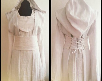 custom colours linen Star Wars inspired Jedi robe,dress,hooded robe, bridal, wedding,cosplay