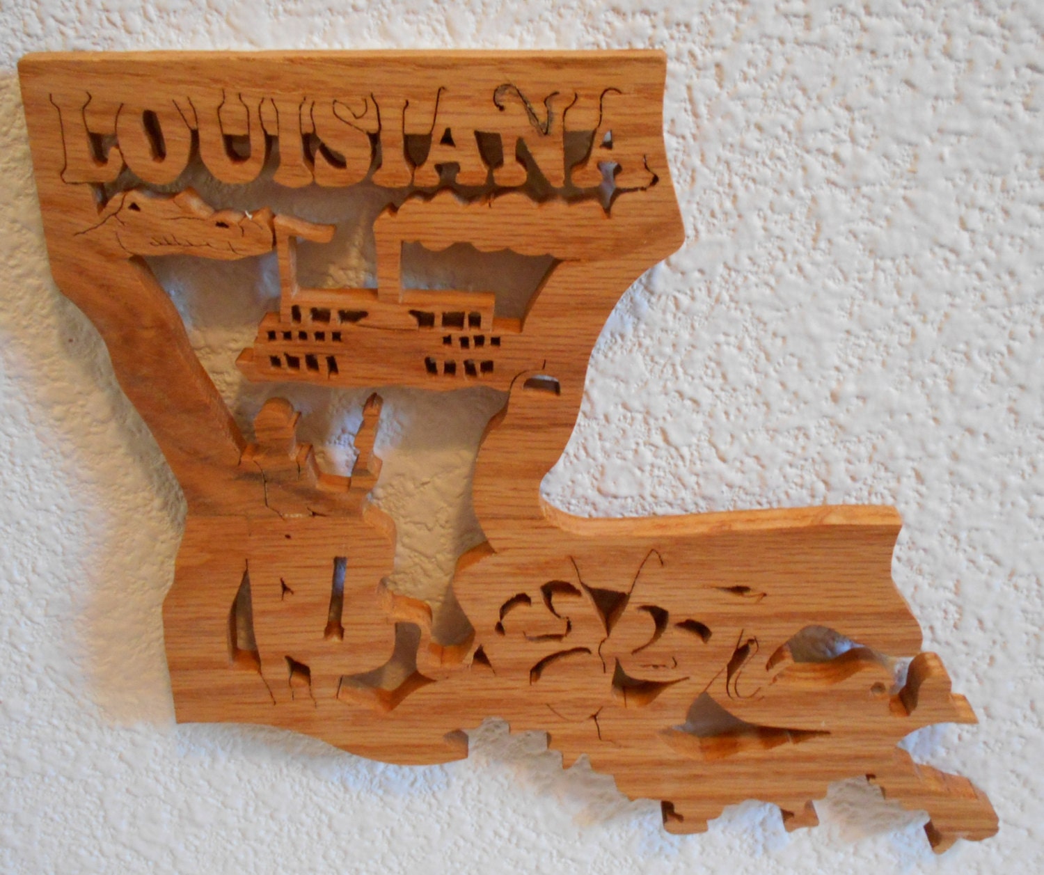 Louisiana State Shape Wood Cutout Sign Wall Art Design
