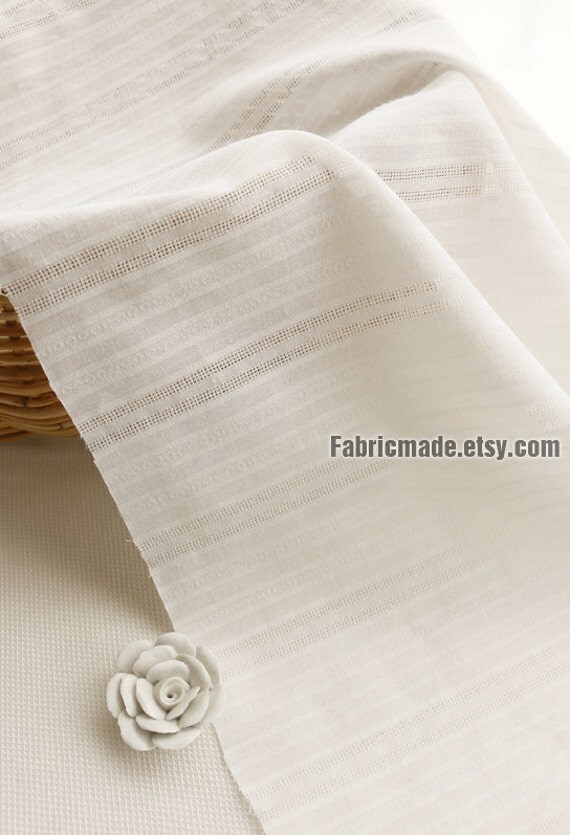 jacquard Cotton Fabric/ Off White Jacquard Stripes Cotton/