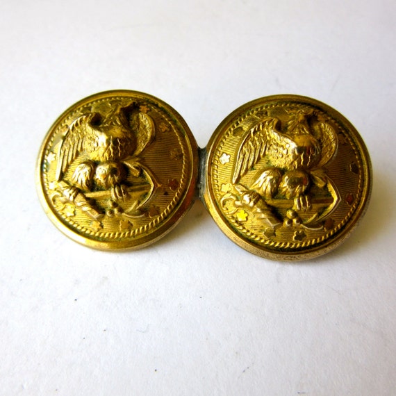 Military Buttons Brooch Gold 2 buttons Eagles