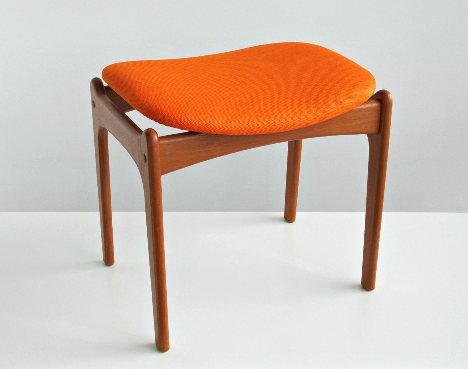 Mid Century Danish Modern Teak Floating Curved Seat Stool