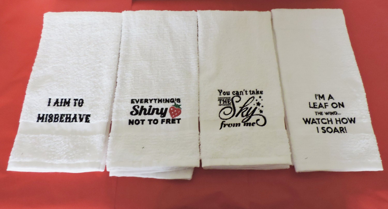 white Embroidered Hand Towel Set by mysticalmooncreation on Etsy