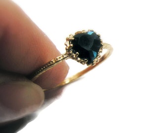 Gold ring. Gem ring. cz ring, heart ring, romantic ring, sparkly ring, stackable ring, stacking ring, gift for her