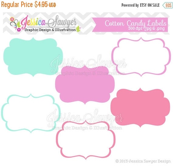 80% OFF - INSTANT DOWNLOAD, aqua pink purple digital labels, printable label, tags, frames, cotton candy labels, invites, cards, scrapbooki Il_570xn