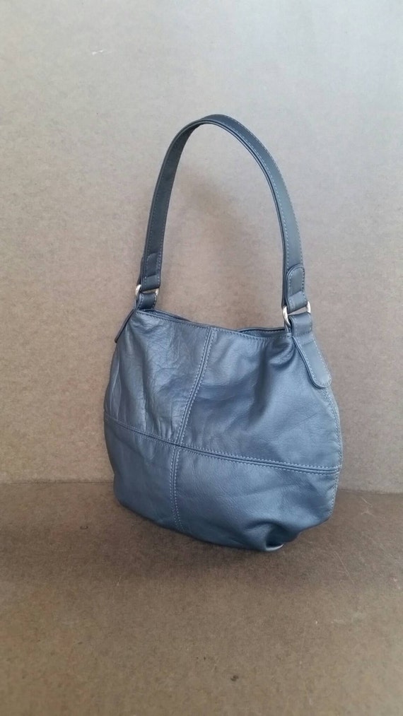 Metallic Gray Leather Bag Women's Purse Slouchy Hobo by Fgalaze
