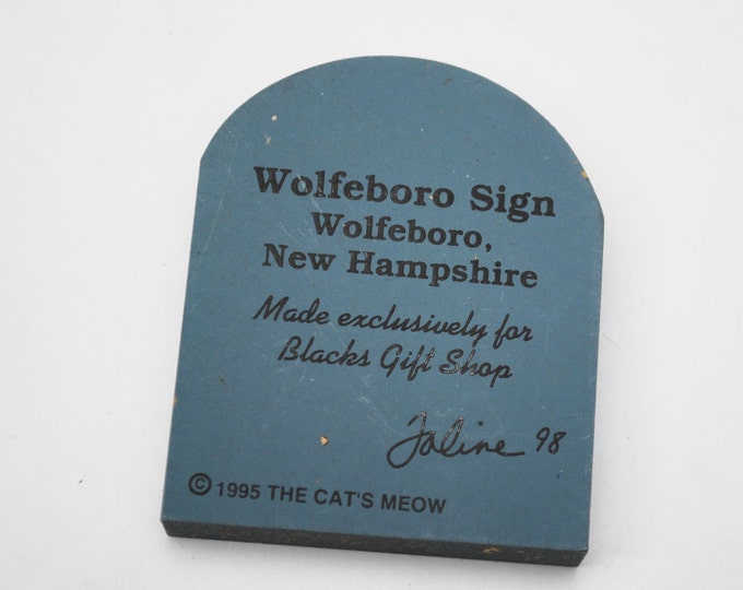 Cats Meow Village Sign - New Hampshire Wolfeboro - Faline Jones signed - collectible accessory