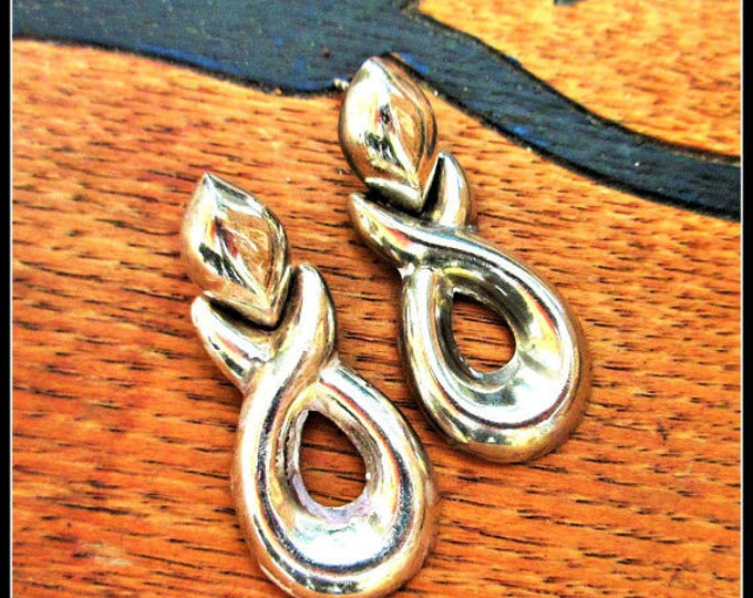 Sterling Silver Earrings - door Knob dangle - Oval swirl pierced earrings