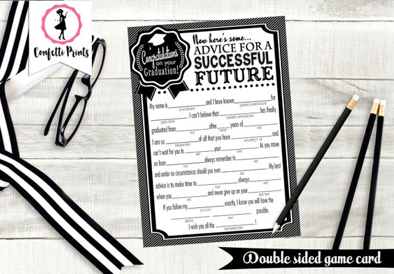 Grad Libs Graduation Party Game | Mad Libs | Graduation Wishes | Advice Card - ADVICE For The FUTURE | Printable Game | Instant Download Il_570xn